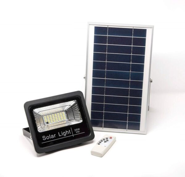 Foco LED solar 25W con placa solar - luz Calida