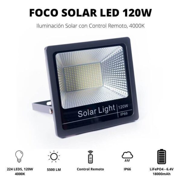 Foco LED solar 120W con placa solar